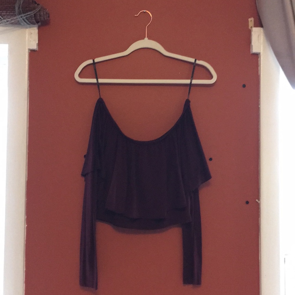 Long Sleeve Over the Shoulder Crop Top